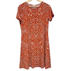 Christopher & Banks T Shirt Dress S Red Artsy Paisley Western Festival Bandana